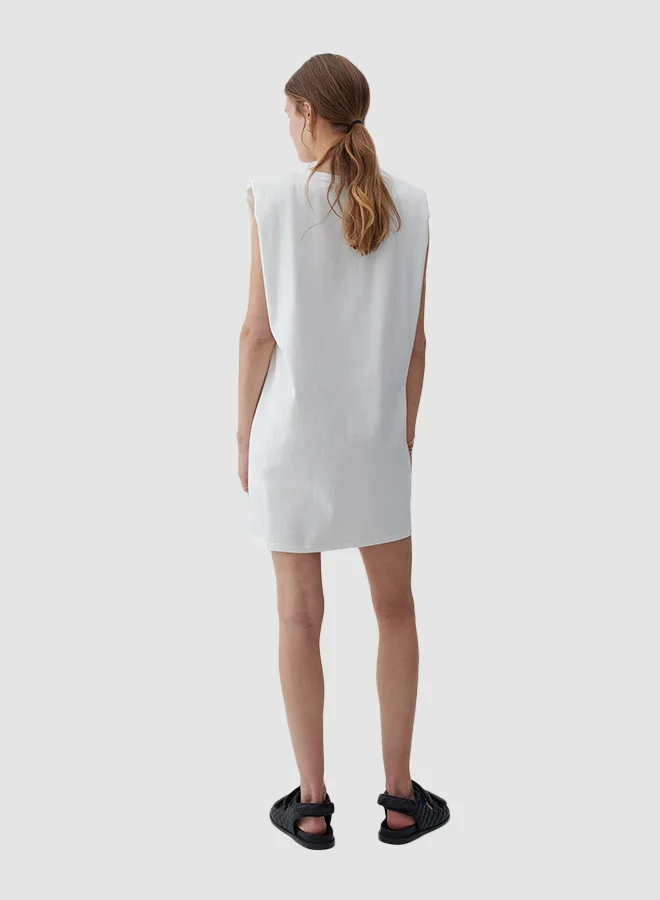 Reserved Padded Shoulder Mini Dress Cream