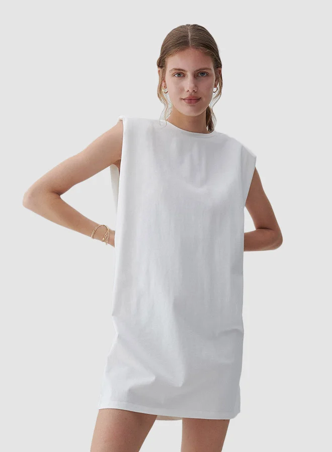 Reserved Padded Shoulder Mini Dress Cream