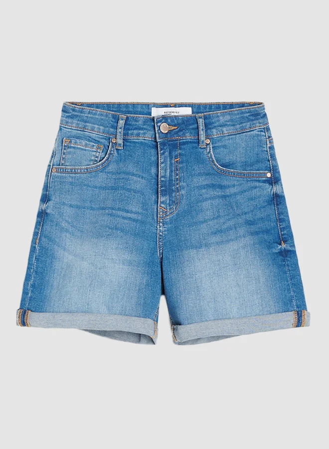 Reserved Rolled-up Hem Shorts Blue