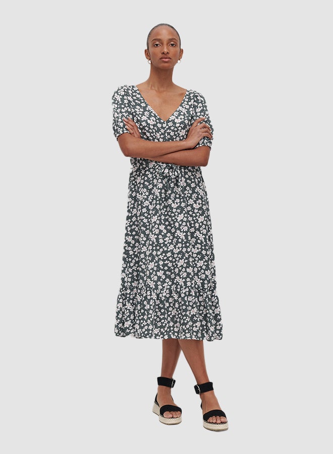 Reserved - All-Over Floral Print Dress Green - Image 1