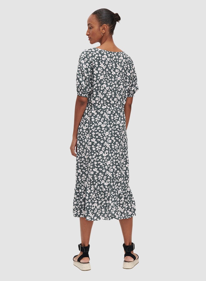 Reserved - All-Over Floral Print Dress Green - Image 1