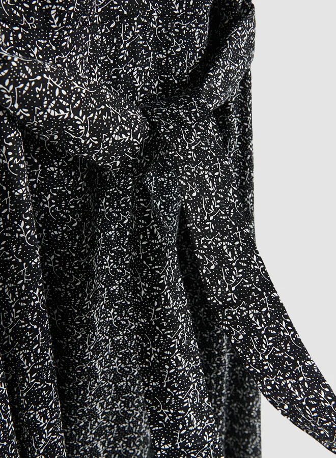 ريزرفد Floral Print Midi Dress أسود