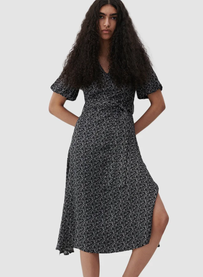 ريزرفد Floral Print Midi Dress أسود
