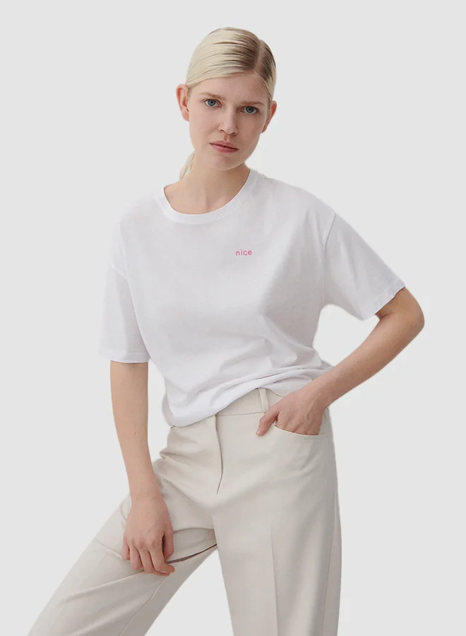 Reserved Text Print Boxy T-Shirt White