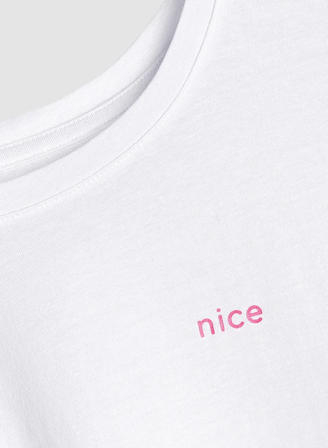 Reserved Text Print Boxy T-Shirt White