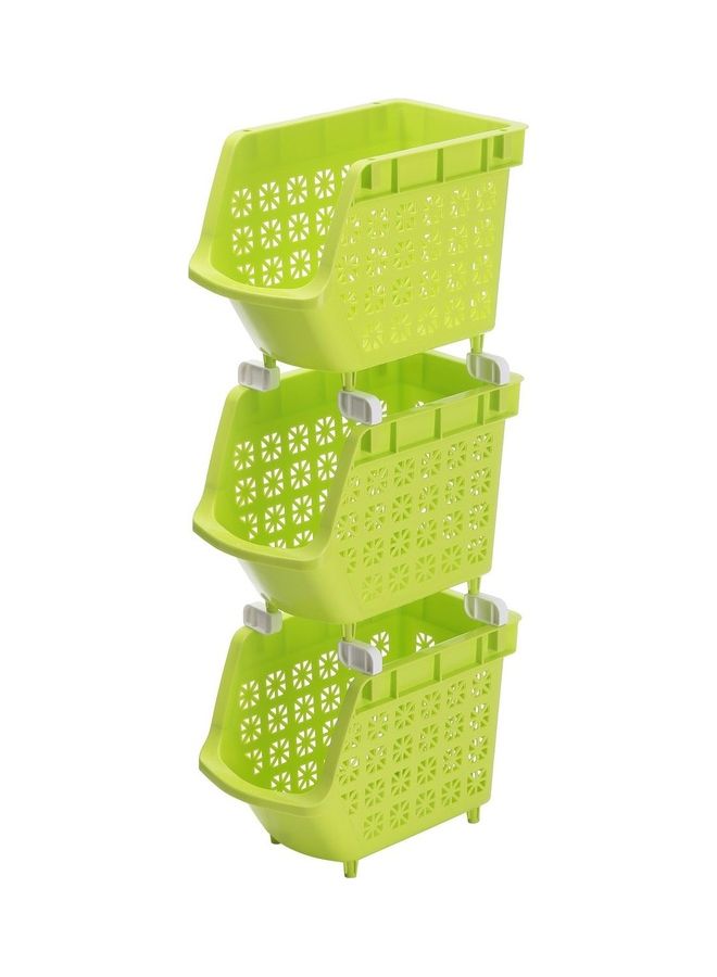 LAWAZIM 3-Tier Multipurpose Stackable Storage Rack Green 30 x 17.5 x 70cm - Image 1