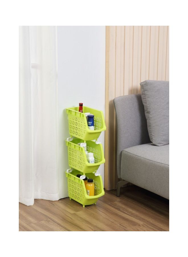 LAWAZIM 3-Tier Multipurpose Stackable Storage Rack Green 30 x 17.5 x 70cm - Image 2