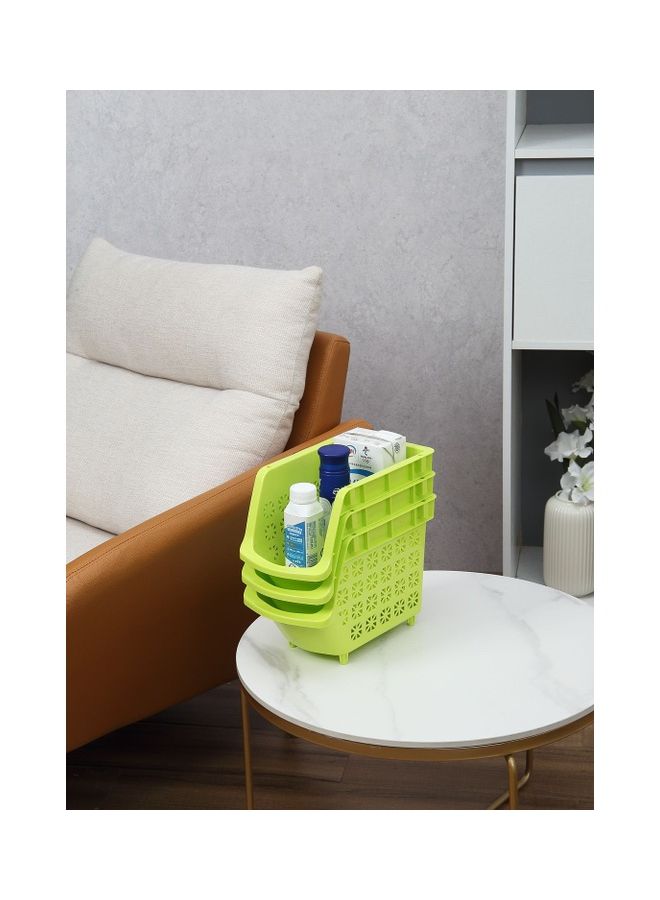 LAWAZIM 3-Tier Multipurpose Stackable Storage Rack Green 30 x 17.5 x 70cm - Image 3