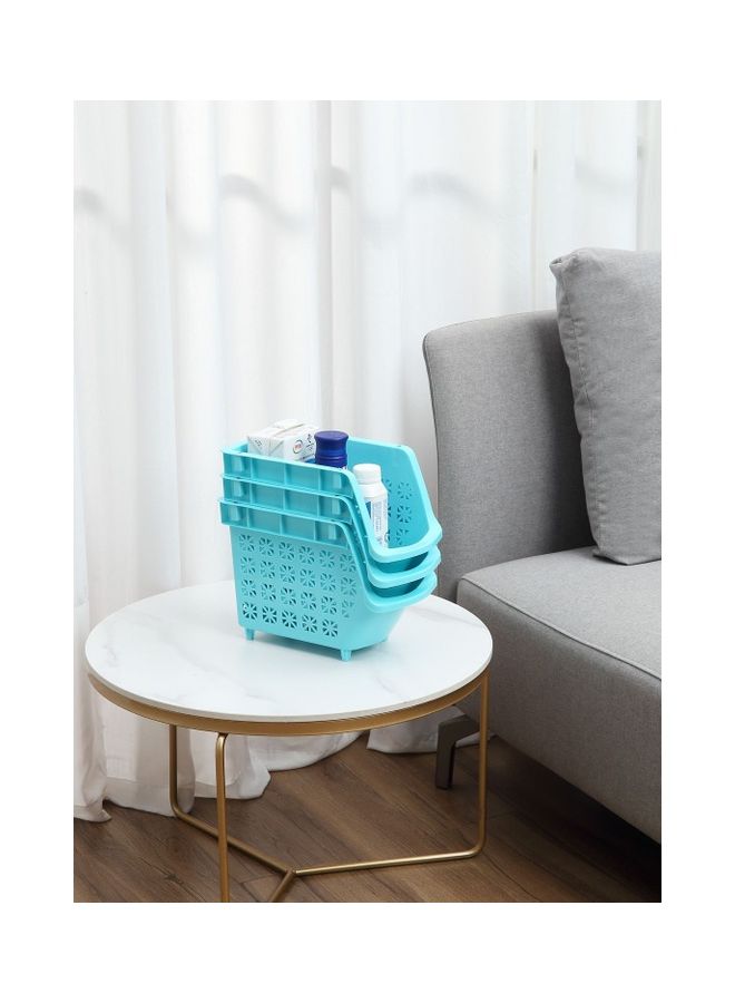 LAWAZIM - 3-Tier Multipurpose Stackable Storage Rack Blue 30 x 17.5 x 70cm - Image 1