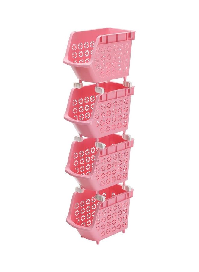 LAWAZIM 4-Tier Multipurpose Stackable Storage Rack Pink 30 x 17.5 x 95cm - Image 1