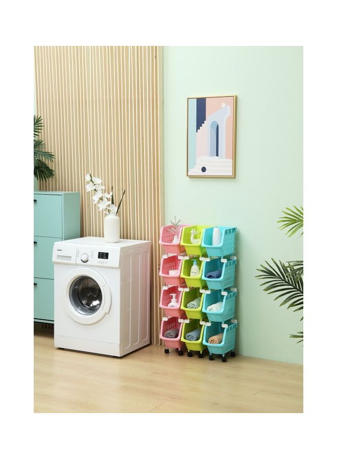 LAWAZIM 4-Tier Multipurpose Stackable Storage Rack Pink 30 x 17.5 x 95cm - Image 2