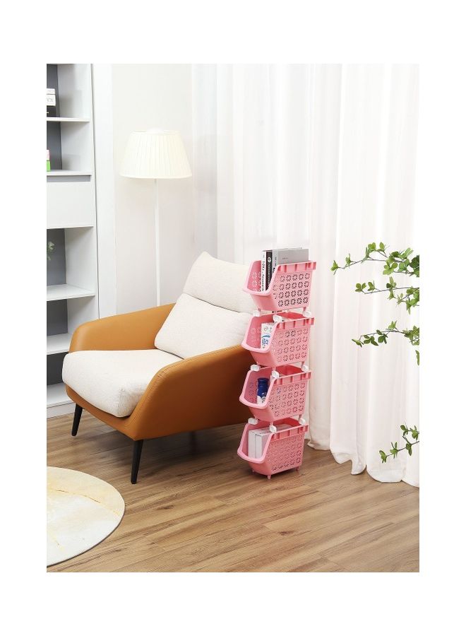 LAWAZIM 4-Tier Multipurpose Stackable Storage Rack Pink 30 x 17.5 x 95cm - Image 4