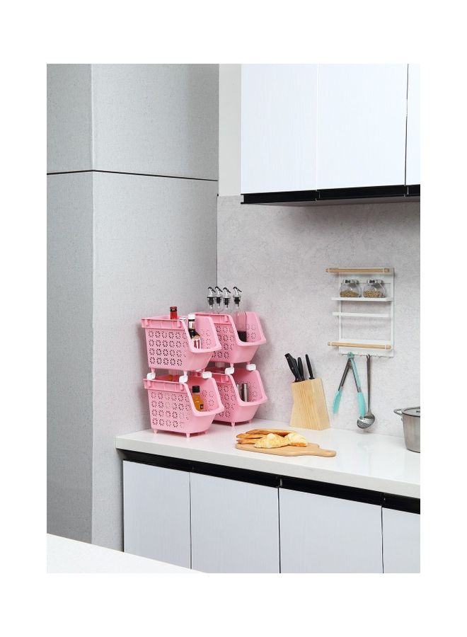 LAWAZIM 4-Tier Multipurpose Stackable Storage Rack Pink 30 x 17.5 x 95cm - Image 5