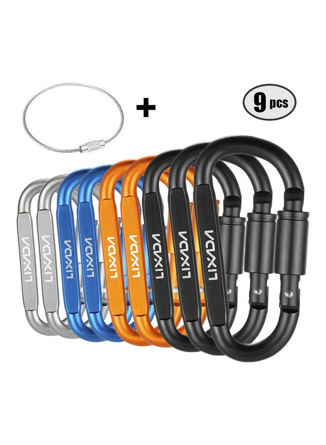 LIXADA Pack Of 9 Carabiner With Wire Ring 14x3x11cm  - Image 1