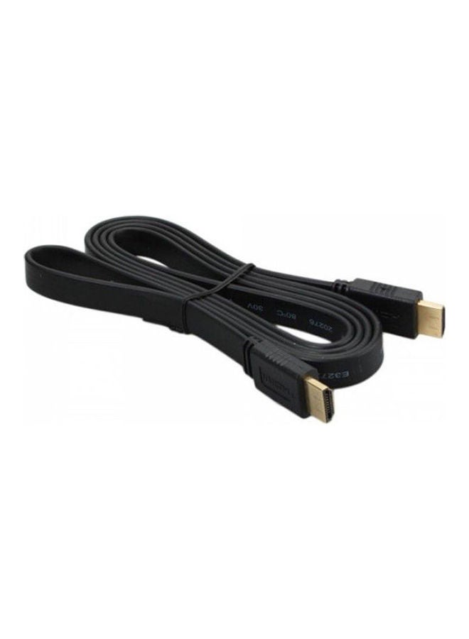 كابل HDMI مسطح بطول 1.5 متر،  و عالي السرعة، و بدقة عالية الوضوح 1080p. أسود 