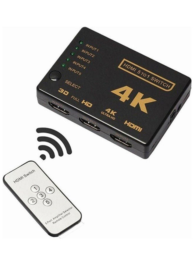 Generic - Hdmi Switch 5X1 Support Hdcp 1080P 5 In 1 Out Hdmi Switcher 4K -5 Port 4K Hdmi Auto Switcher Box Audio/Video Switcher Adapter Compatible With 4K Ultra Hd Resolution For Mac Pcs Xbox Tvs Black - Image 1