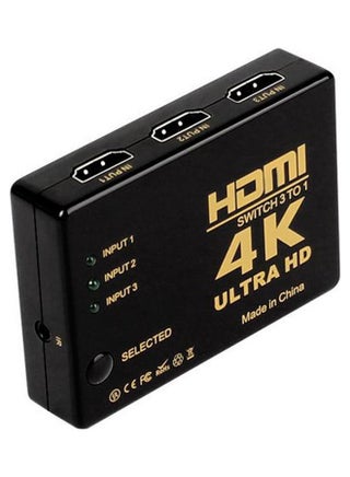 سويتش فاصل HDMI 3×1 صغير أسود، مزود بعدد 3 منافذ إدخال و 1 إخراج  لتلفزيون عالي الوضوح و للفيديو بدقة 1080p. أسود - v1629985772/N50485903A_1