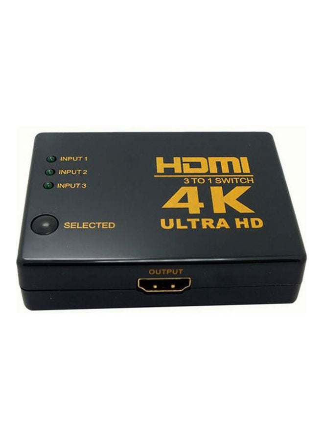 ماركة غير محددة - سويتش فاصل HDMI 3×1 صغير أسود، مزود بعدد 3 منافذ إدخال و 1 إخراج  لتلفزيون عالي الوضوح و للفيديو بدقة 1080p. أسود - Image 1