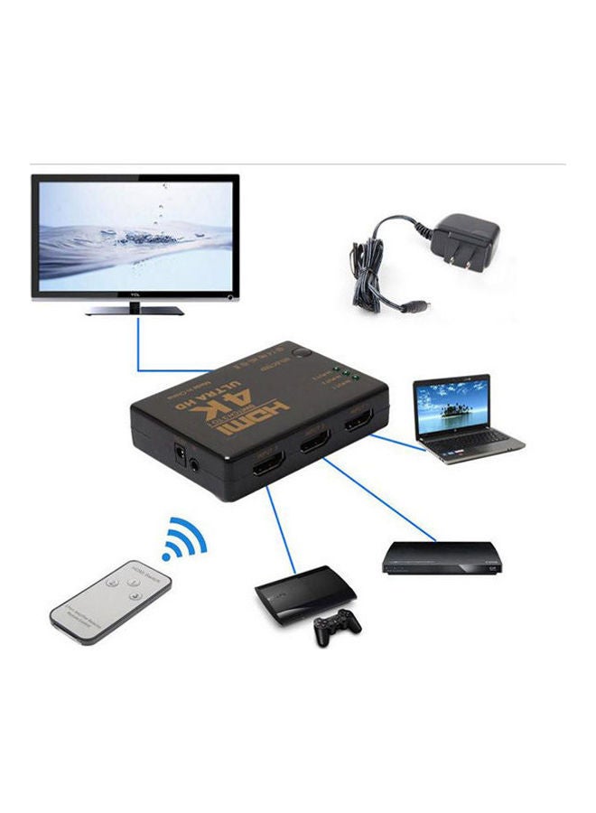 ماركة غير محددة - سويتش فاصل HDMI 3×1 صغير أسود، مزود بعدد 3 منافذ إدخال و 1 إخراج  لتلفزيون عالي الوضوح و للفيديو بدقة 1080p. أسود - Image 1