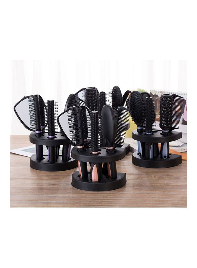 5-Piece Hair Combs With Storage Base Pink/Black