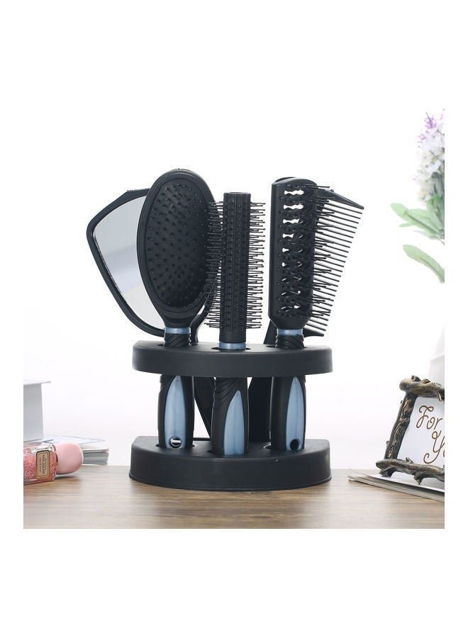 5-Piece Hair Combs With Storage Base Pink/Black