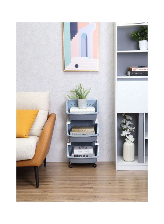 LAWAZIM 3-Tier Multipurpose Stackable Storage Rack Blue 35.8 x 32.5 x 74cm - Image 2