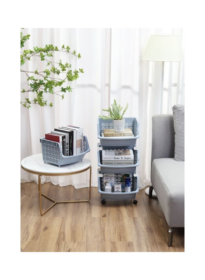 LAWAZIM 3-Tier Multipurpose Stackable Storage Rack Blue 35.8 x 32.5 x 74cm - Image 3