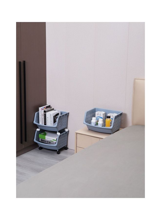 LAWAZIM 3-Tier Multipurpose Stackable Storage Rack Blue 35.8 x 32.5 x 74cm - Image 4