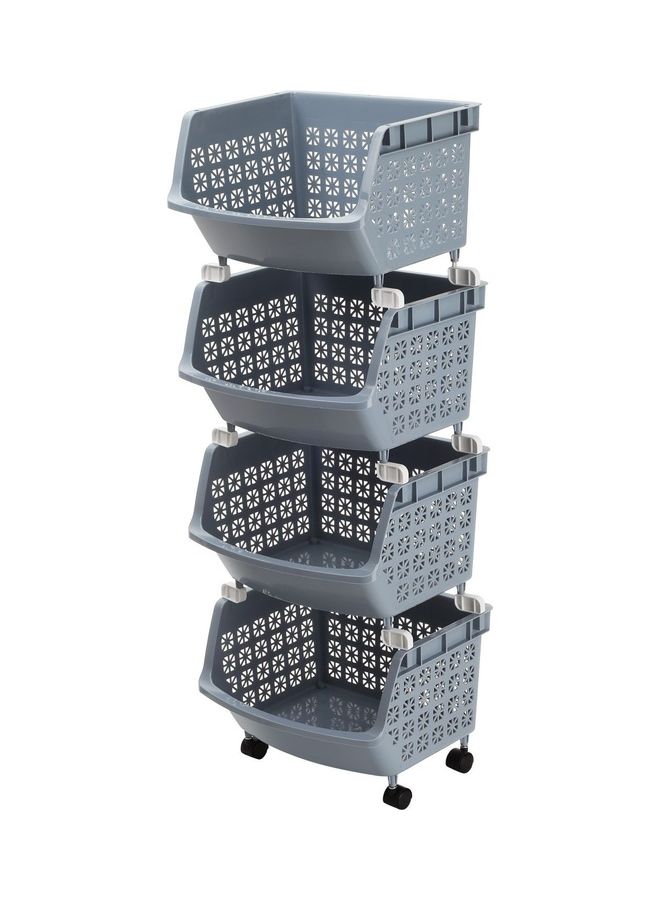 LAWAZIM 4-Tier Multipurpose Stackable Storage Rack Blue 35.8 x 32.5 x 99cm  - Image 1