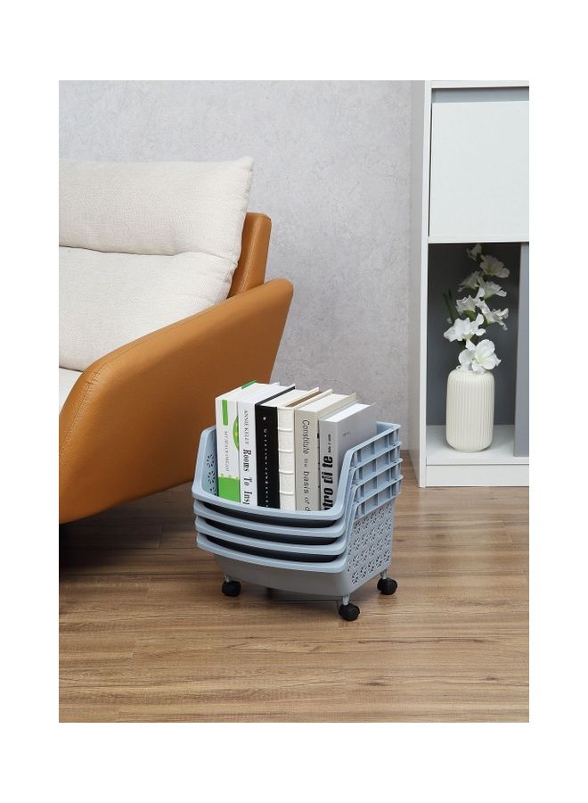 LAWAZIM 4-Tier Multipurpose Stackable Storage Rack Blue 35.8 x 32.5 x 99cm  - Image 3