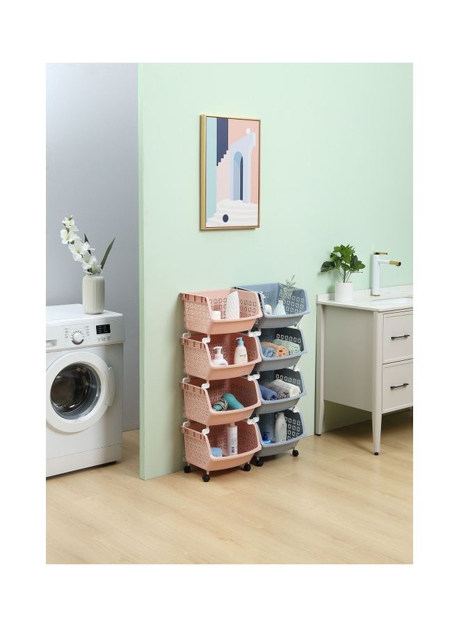 LAWAZIM 4-Tier Multipurpose Stackable Storage Rack Blue 35.8 x 32.5 x 99cm  - Image 4