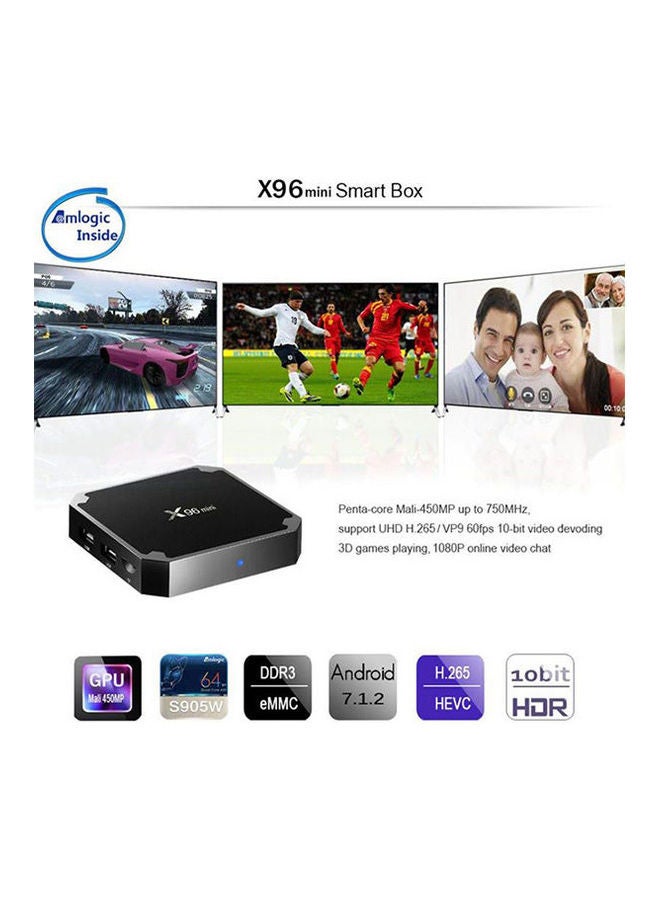 X96 Mini Smart Android 7.1.2 Tv Box Amlogic S905W Quad Core H.265 Support 2.4Ghz Wifi 4K H.265 100M Lan 2Gb Ram + 16Gb Rom Media Player AZ-8451 Black  - Image 3