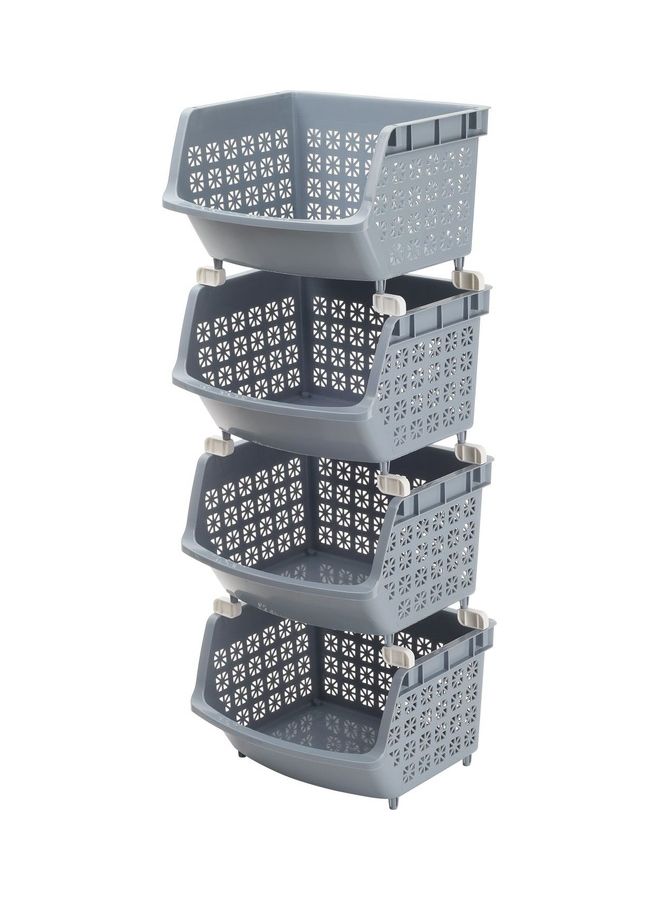 LAWAZIM 4-Tier Multipurpose Stackable Storage Rack Blue 35.8 x 32.5 x 94cm - Image 1