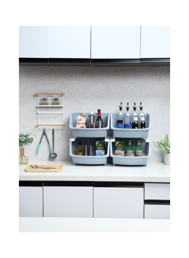 LAWAZIM 4-Tier Multipurpose Stackable Storage Rack Blue 35.8 x 32.5 x 94cm - Image 2