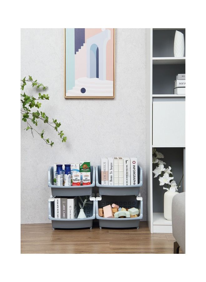 LAWAZIM 4-Tier Multipurpose Stackable Storage Rack Blue 35.8 x 32.5 x 94cm - Image 3