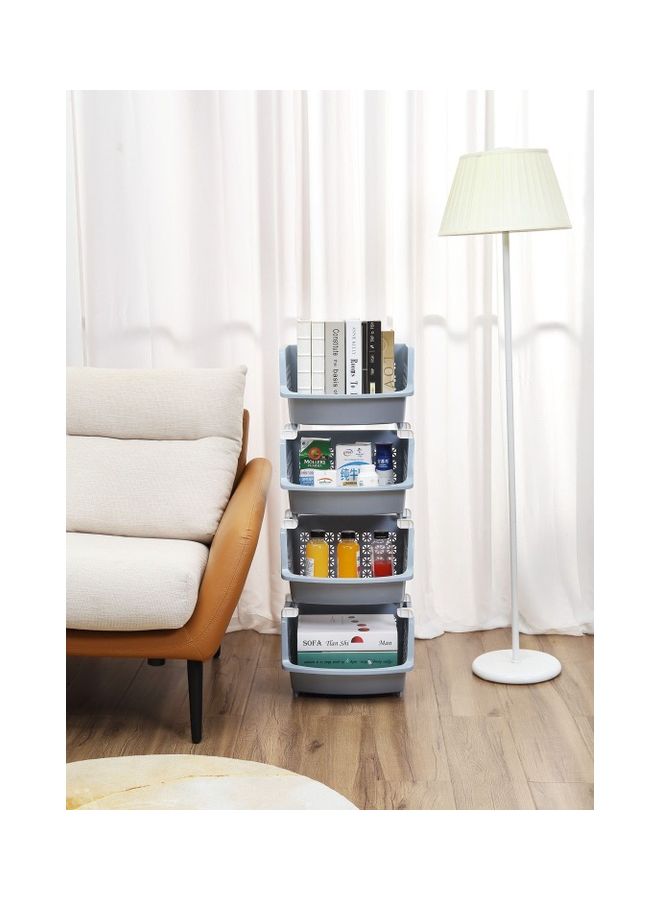 LAWAZIM 4-Tier Multipurpose Stackable Storage Rack Blue 35.8 x 32.5 x 94cm - Image 4