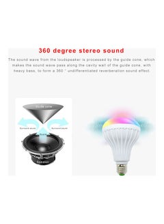 Generic 12W RGB Colorful Music LED Bulb With Remote Control White 14X10.00X10.00cm  - Image 2