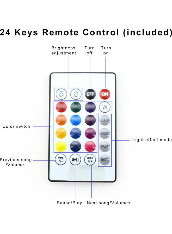 مصباح LED موسيقي ملون بإضاءة متعددة الألوان RGB بقدرة 12 وات مع جهاز تحكم عن بعد أبيض 14X10.00X10.00سم - v1629989432/N50470902A_6