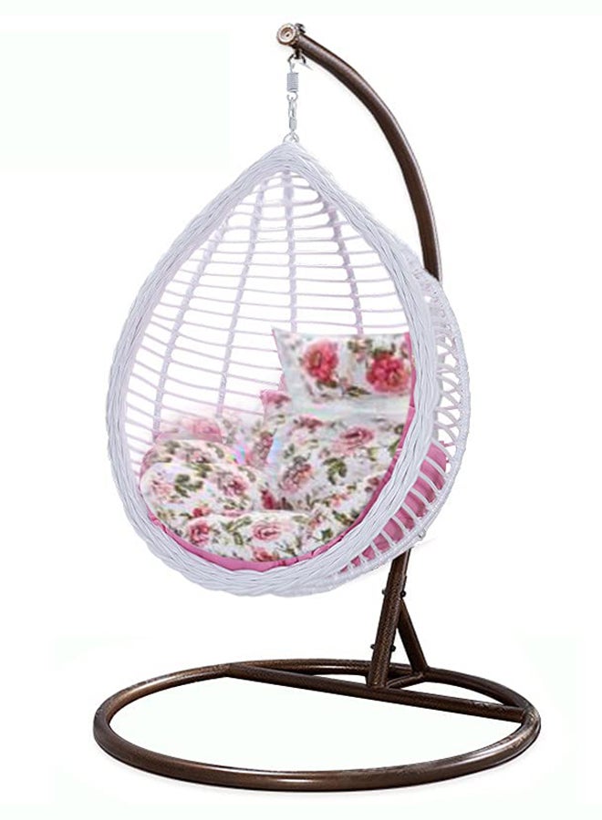 Hanging Swing Chair With Cushion And Stand White 100x50x100cm