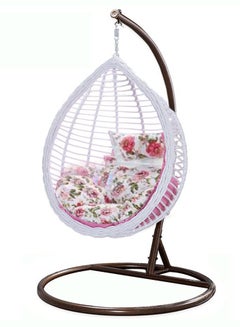 Hanging Swing Chair With Cushion And Stand White 100x50x100cm