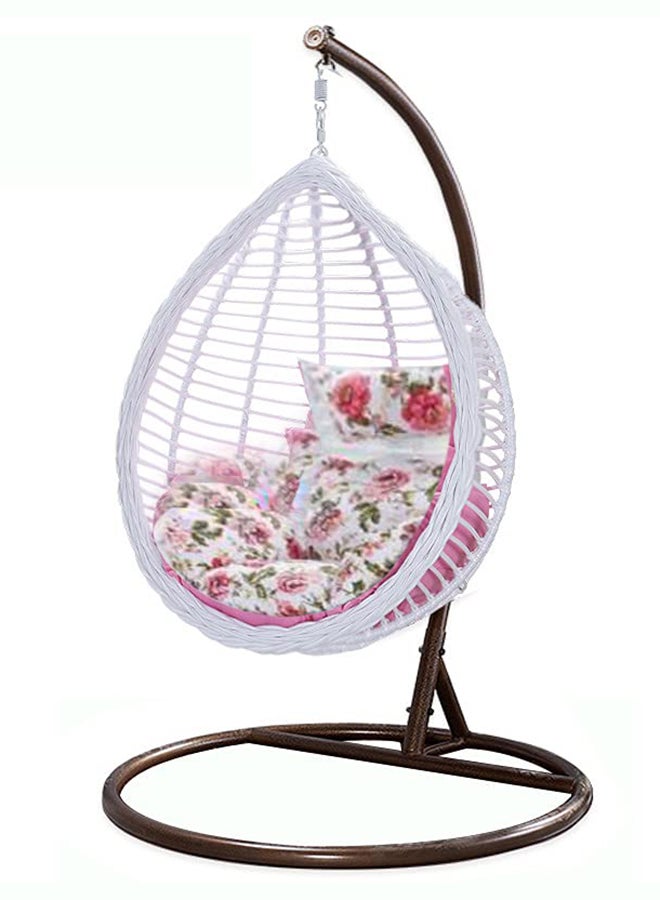 AKF - Hanging Swing Chair With Cushion And Stand White 100x50x100cm - Image 1