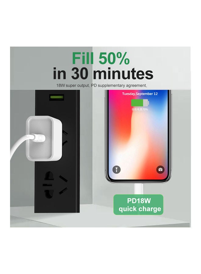 Type-C 18W Fast Charging Adapter  US Plug White - Image 5