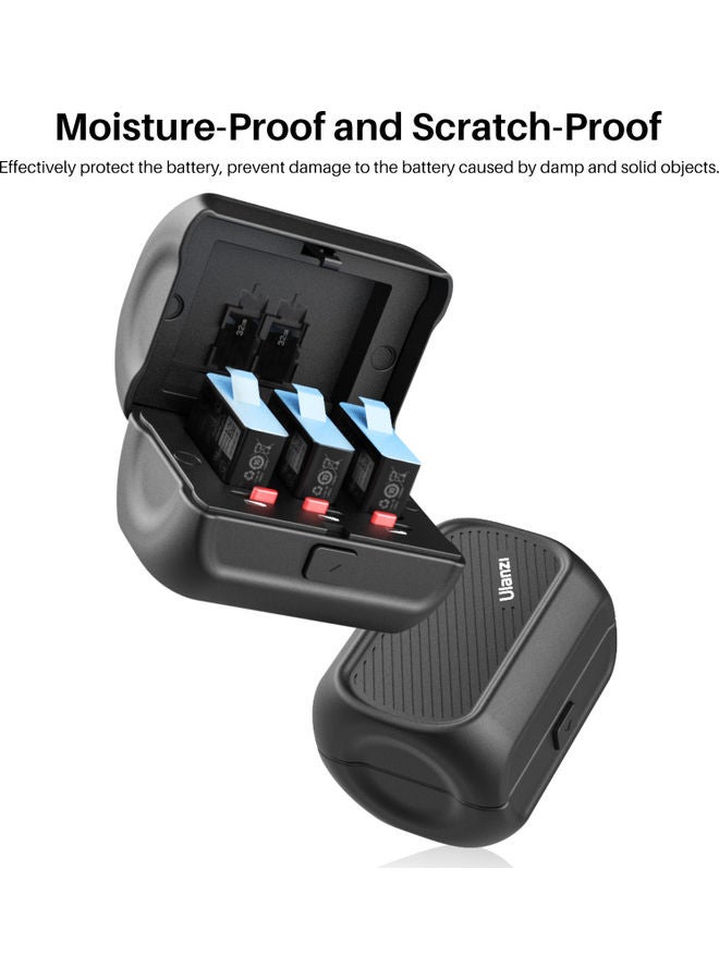 Ulanzi 3-Slot Action Camera Battery Storage Holder Case Box Black  - Image 2