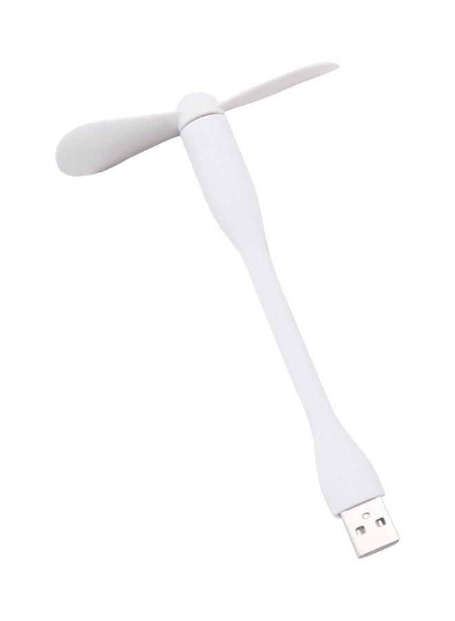 Portable Mini USB Fan with Flexible Neck White 15X3X7cm