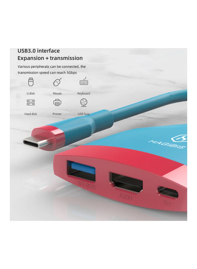 Hagibis - Portable Switch Dock TV Dock for Nintendo Switch Red/Blue - Image 1