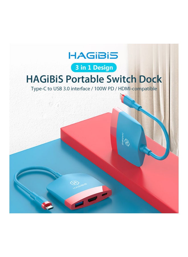 Hagibis - Portable Switch Dock TV Dock for Nintendo Switch Red/Blue - Image 1