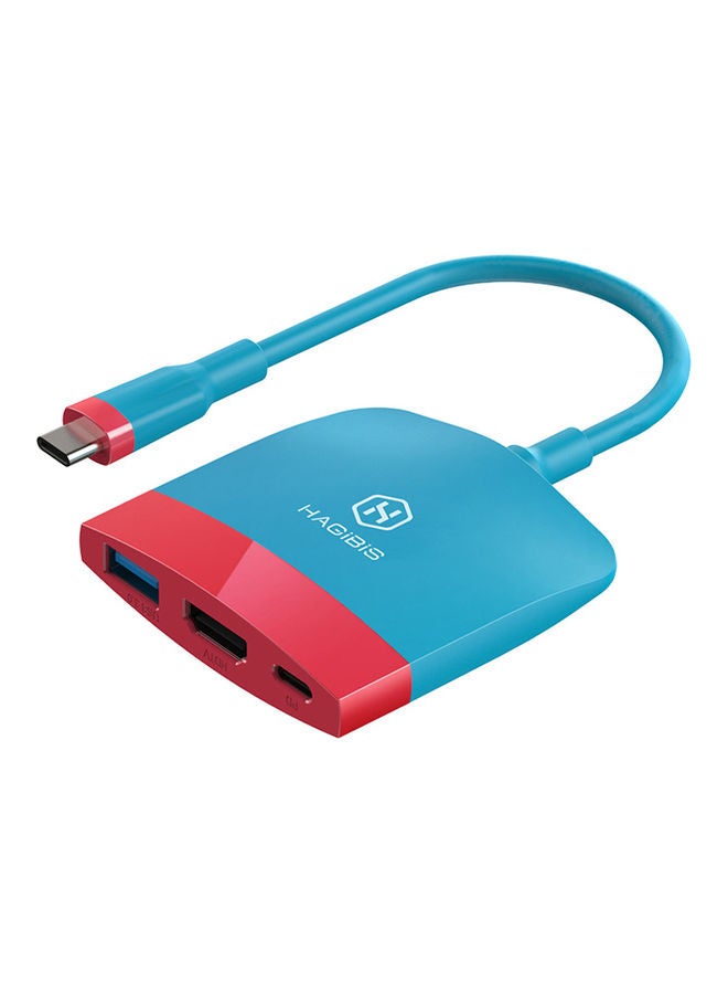 Hagibis - Portable Switch Dock TV Dock for Nintendo Switch Red/Blue - Image 1