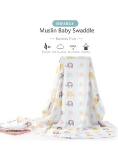 insular Insular Muslin Swaddle Blanket Bamboo Fiber & Cotton Baby Blankets Soft & Breathable Portable Nursery Blankets For Infants Toddlers Kids Home Or Travel (51.2 x 43.3In)  - Image 2