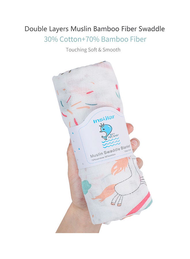 انسولار بطانية تقميط مصنوعة من نسيج موسلين القطني بتصميم مستطيل مصنوعة من ألياف الخيزران والقطن، بطانيات أطفال ناعمة وقابلة للتهوية ومحمولة للرضع والأطفال الصغار، للاستخدام سواء في المنزل أو عند السفر (51.2 × 43.3 بوصة) - Image 2