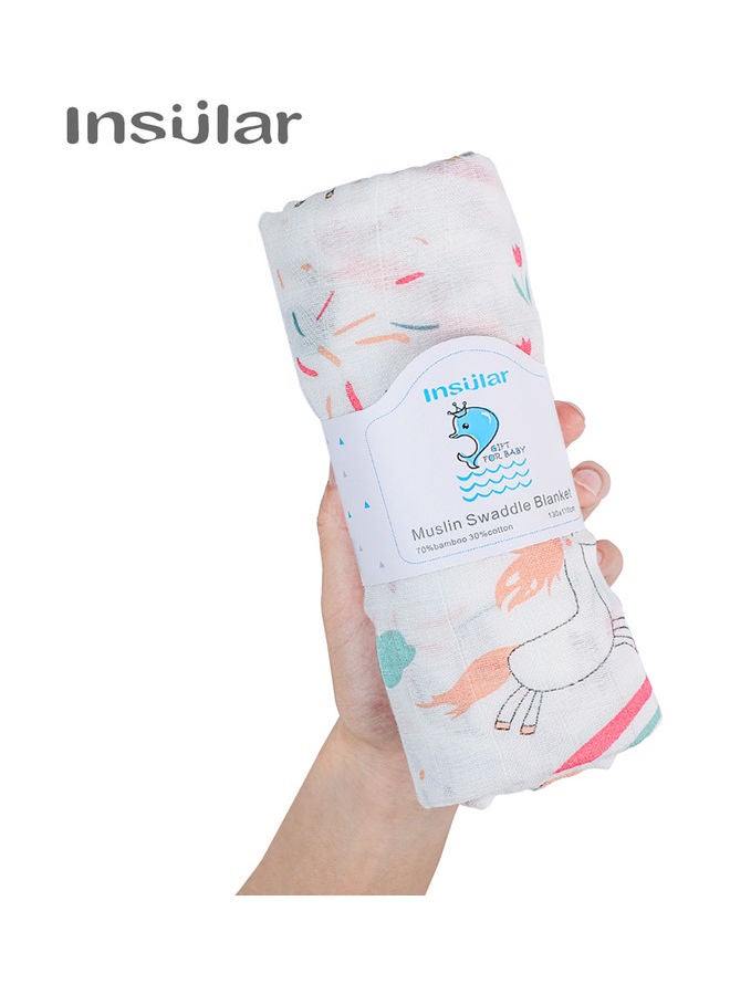 انسولار بطانية تقميط مصنوعة من نسيج موسلين القطني بتصميم مستطيل مصنوعة من ألياف الخيزران والقطن، بطانيات أطفال ناعمة وقابلة للتهوية ومحمولة للرضع والأطفال الصغار، للاستخدام سواء في المنزل أو عند السفر (51.2 × 43.3 بوصة) - Image 3